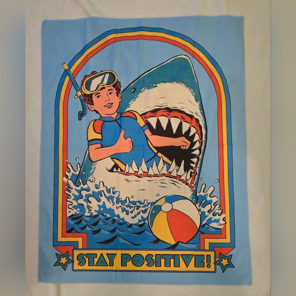 "Stay Positive " Steven Rhodes Wall/Towel 36in‎ by 28.5in Warped Humor EUC Fun
